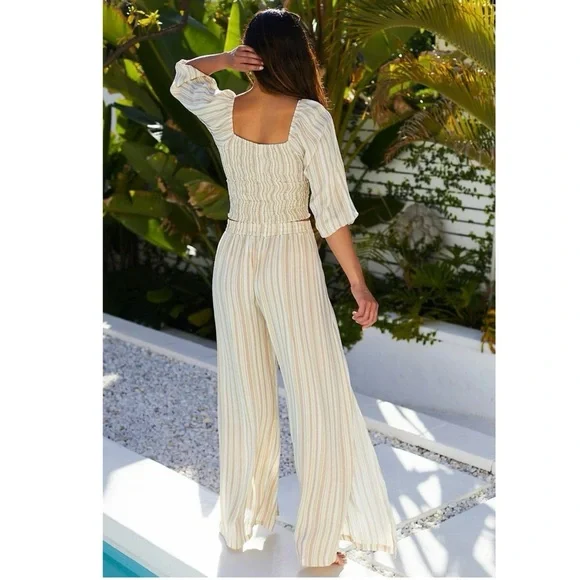 Anthropologie Peixoto Resort 2 piece Set Wide Leg Pant Crop Top Beach Wear M - Picture 5 of 16